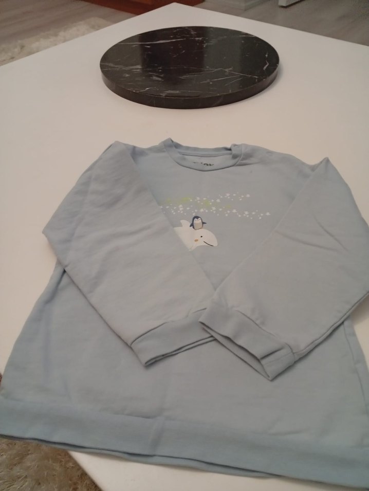 Kız Çocuk Gri Baskılı Uzun Kollu Sweatshirt - Görsel 3