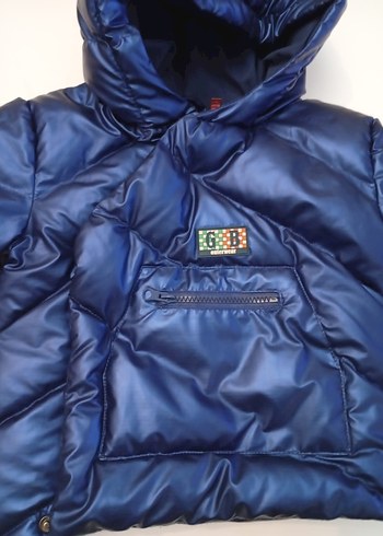 BG storeDüğmeli Kapüşonlu Erkek Çocuk Lacivert Mont - Görsel 3