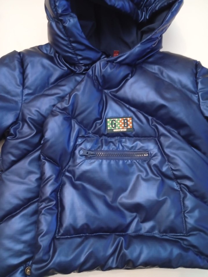 BG  storeDüğmeli Kapüşonlu Erkek Çocuk Lacivert Mont - Görsel 3