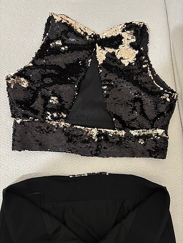 Payetli şık gece düğün etek bluz - Görsel 2