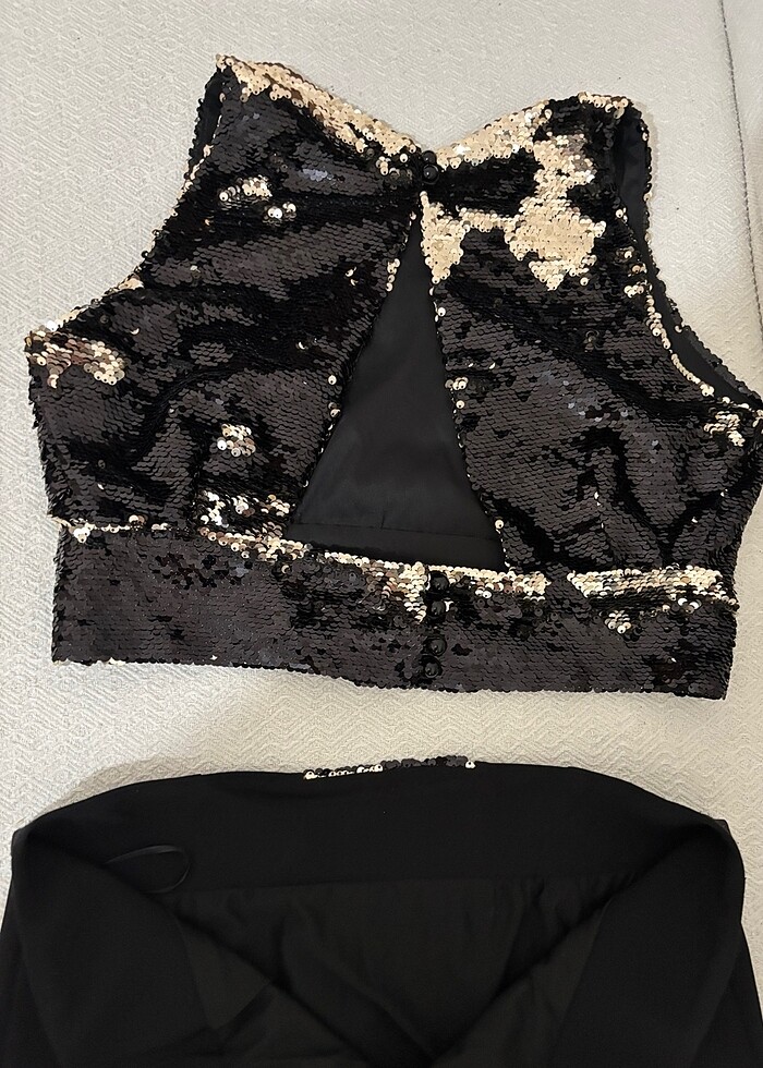 Payetli şık gece düğün etek bluz - Görsel 2