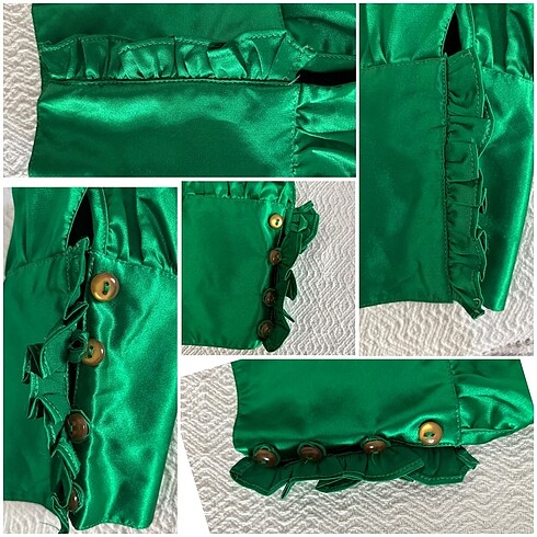 Vintage saten fırfırlı gömlek - Görsel 8