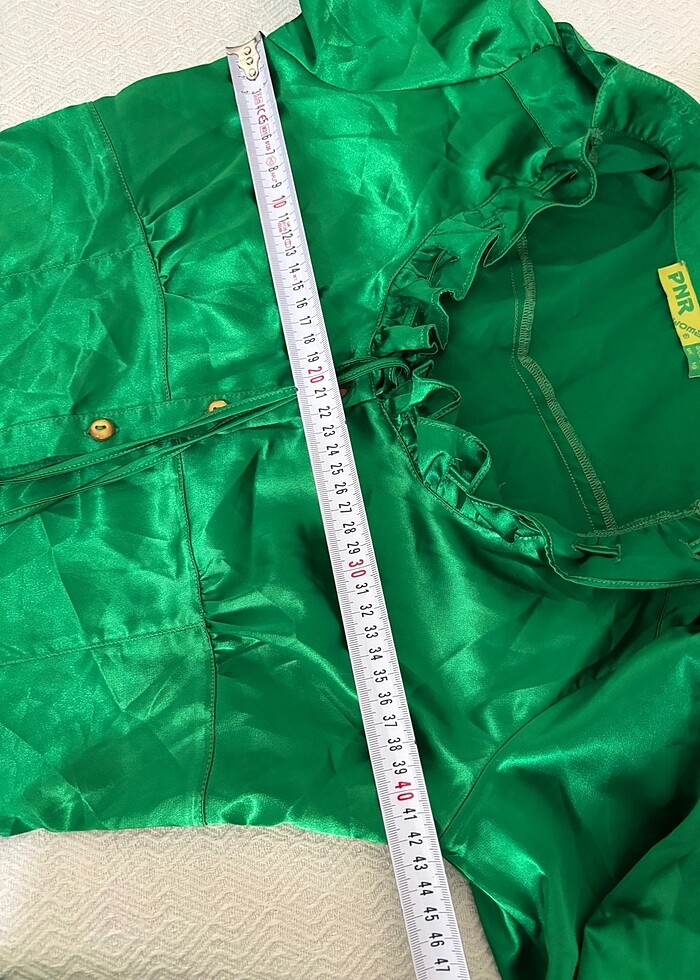 Vintage saten fırfırlı gömlek - Görsel 5