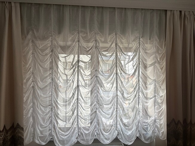 2 adet tül balon peluşlu perde - Görsel 2