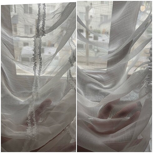 2 adet tül balon peluşlu perde - Görsel 8