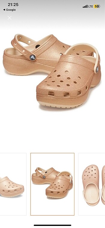 38 Beden camel Renk crocs classic platform glitter terlik