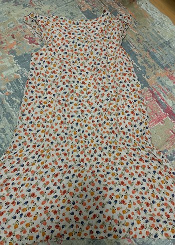 Dantel Yakalı Çok Renkli Bohem Midi Elbise - Görsel 3