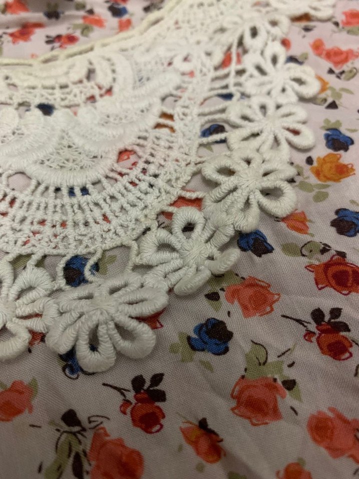 Dantel Yakalı Çok Renkli Bohem Midi Elbise - Görsel 4