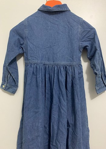 Kız Çocuk Mavi Denim Uzun Kollu Elbise - Görsel 2