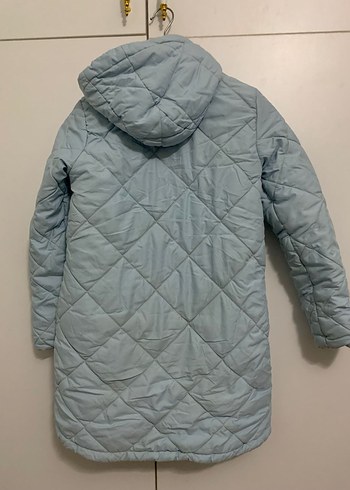 Açık Mavi Kapüşonlu Kız Çocuk Montu - Görsel 2