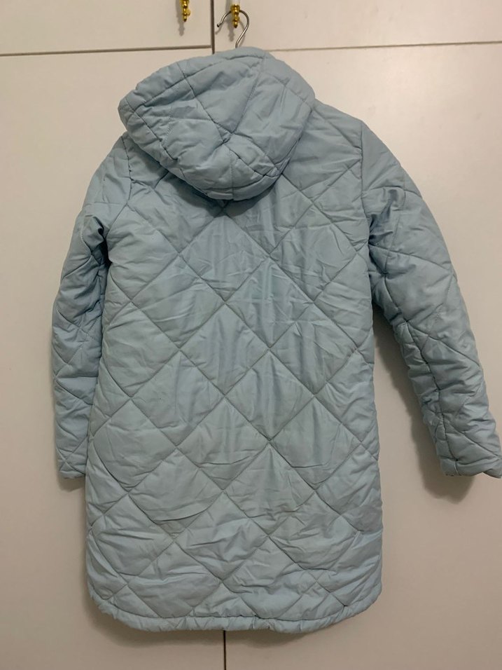 Açık Mavi Kapüşonlu Kız Çocuk Montu - Görsel 2