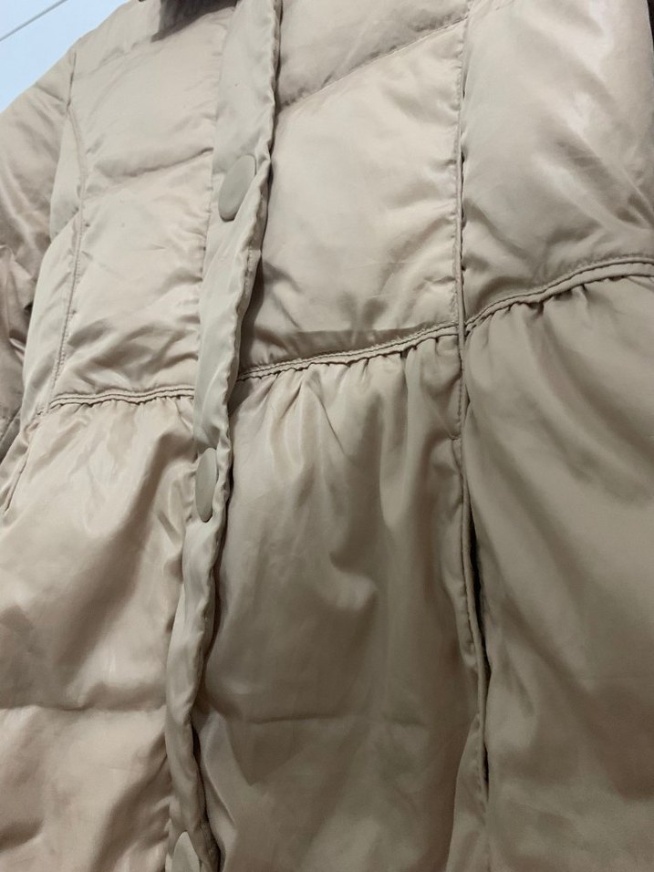 Düğmeli Bej kız çocuk mont - Görsel 3