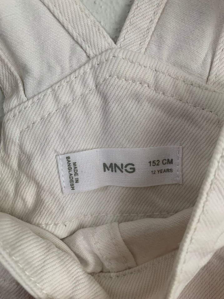 Çocuk Beyaz Midi Pamuklu Salaş Askılı Tulum - Görsel 5