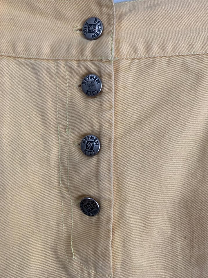 Düğmeli Sarı Mini Etek - Görsel 4