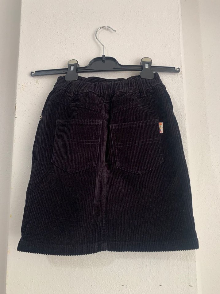 Siyah Kadife Düğmeli Kız Etek - Görsel 2