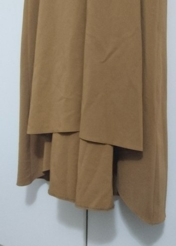 Drapeli Bej Uzun Kollu Kadın Elbise - Görsel 5