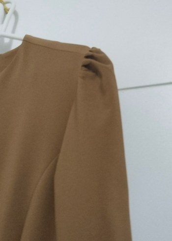 Drapeli Bej Uzun Kollu Kadın Elbise - Görsel 7