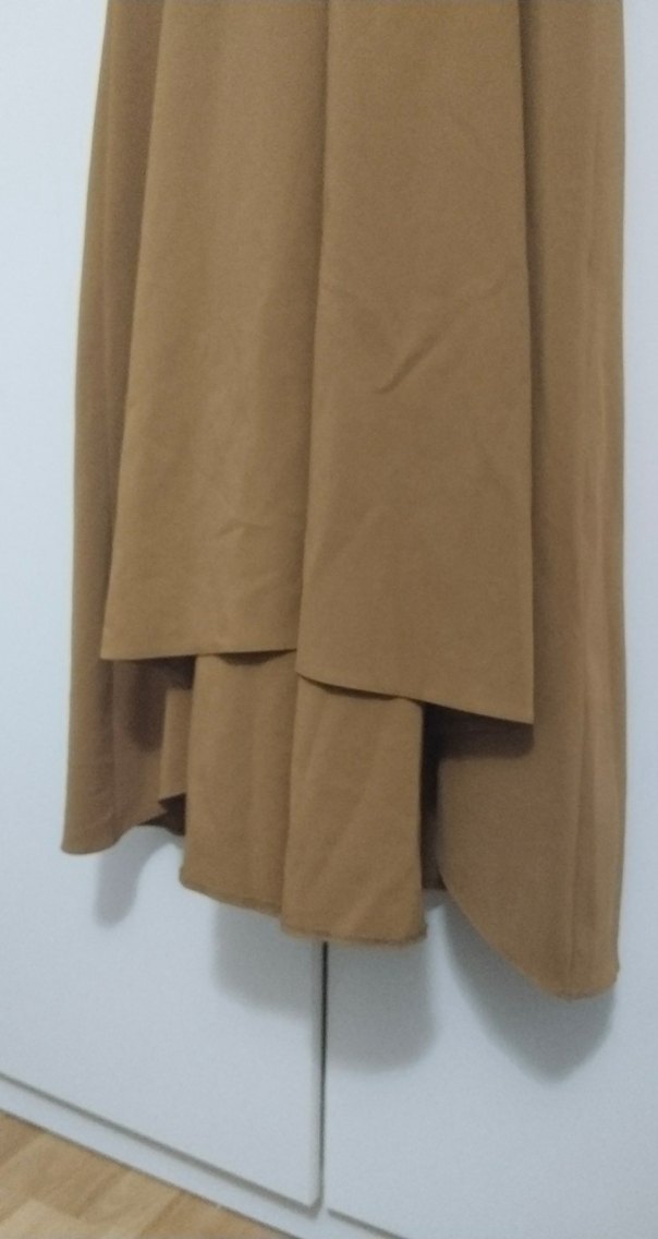 Drapeli Bej Uzun Kollu Kadın Elbise - Görsel 5