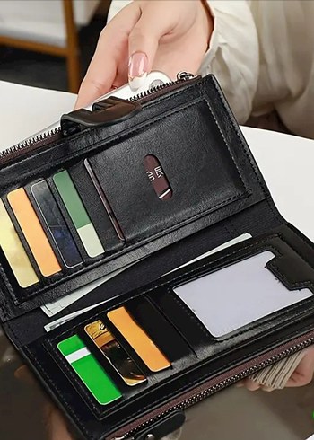 Vakko Turuncu Deri Fermuarlı Cüzdan