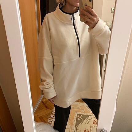 Londra Primark?tan YENİ OVERSIZE SWEATSHIRT Krem Büyük Beden Pol