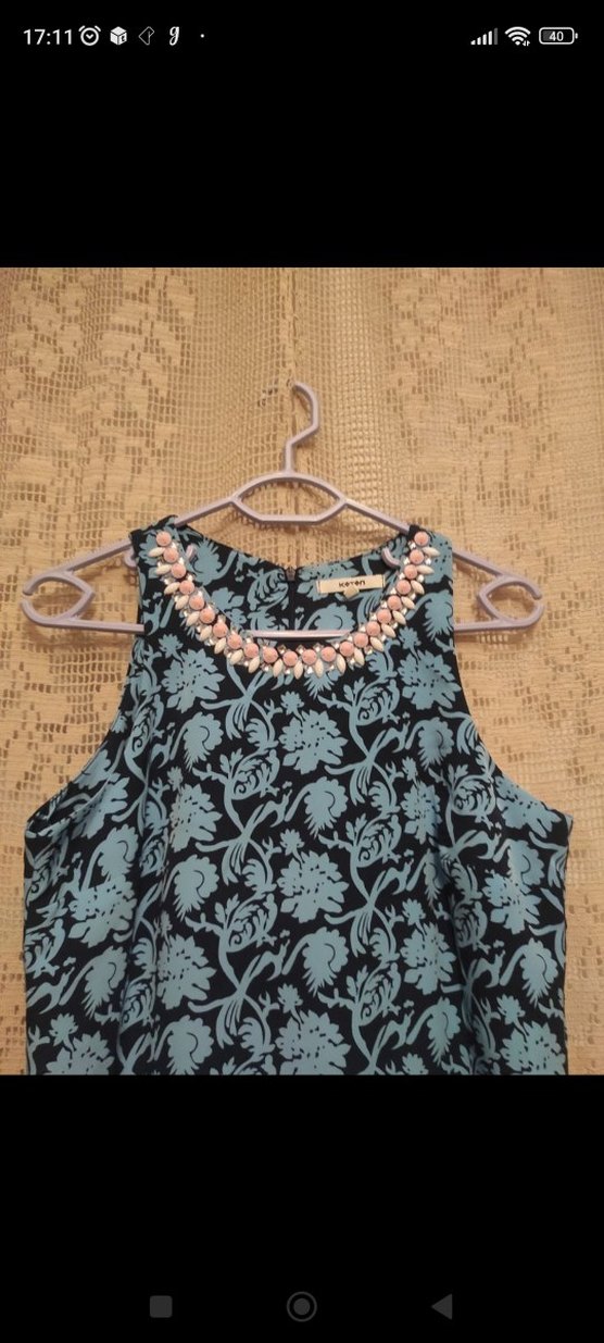 yaka işlemeli koton elbise - Görsel 2