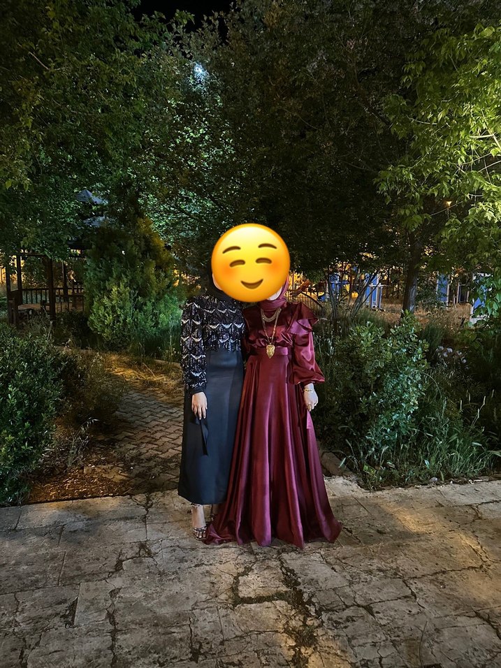 Uzun Kol Siyah Nakışlı kalem Elbise - Görsel 2