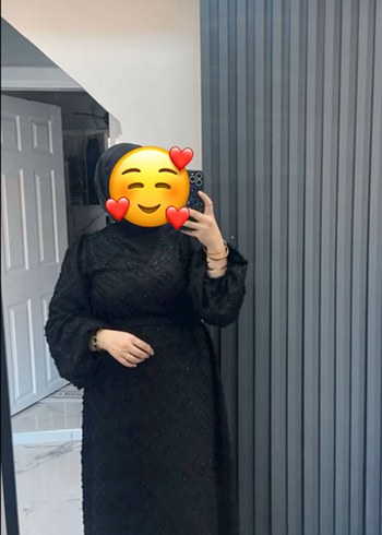 Siyah Nakışlı Uzun Kollu Gotik Elbise - Görsel 2