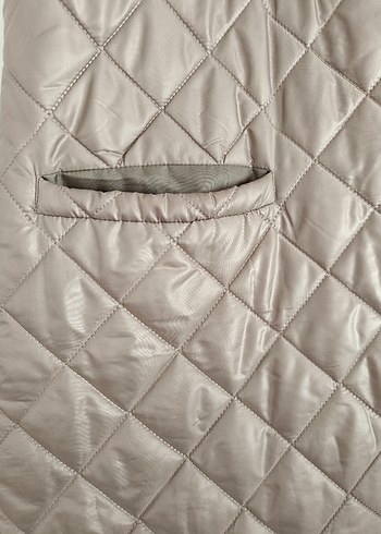 Bej Midi Kadın Kapitone Kemerli Yelek - Görsel 5