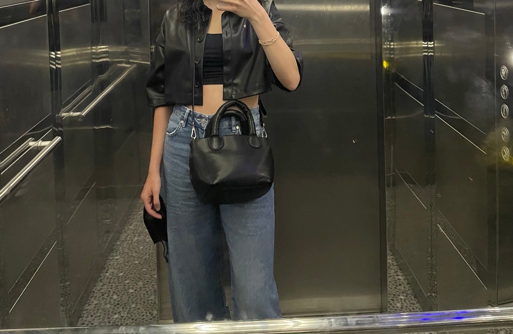 Düğmeli Siyah Kadın Deri Ceket - Görsel 3