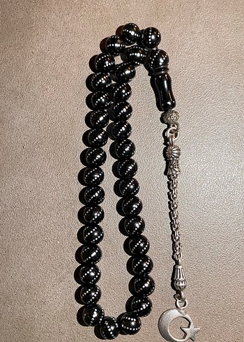 Oltu tesbih 925 ayar gümüş püskül - Görsel 2