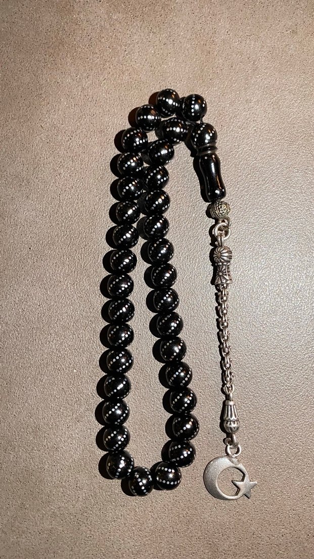 Oltu tesbih 925 ayar gümüş püskül - Görsel 2