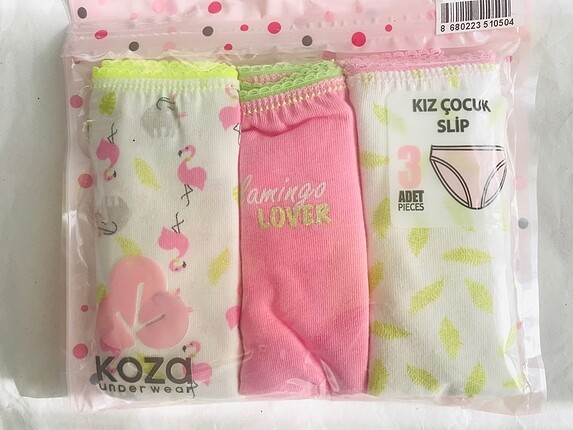 5 Yaş Beden Koza 5-7/7-9/9-11 yas Kız çocuk 3 lü slip külot