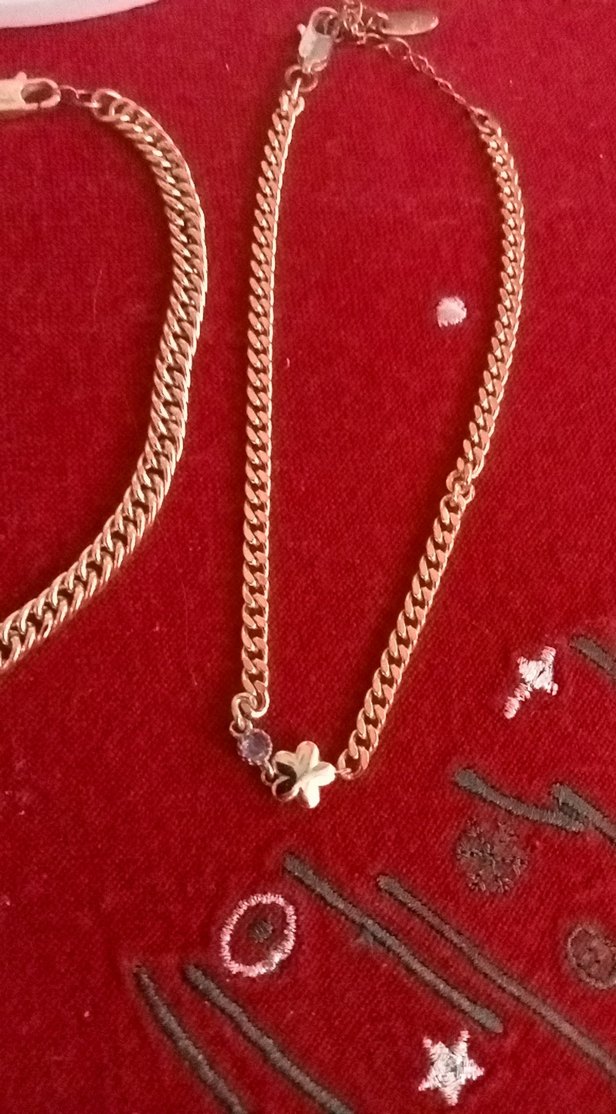 2 halhal, tek fiyat Altın Renk Zincir Detaylı, mor taşlı Halhal - Görsel 3