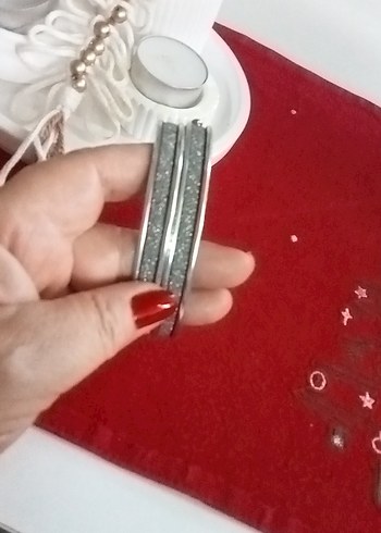 Gri Parlak Kadın Sarmal Bileklik - Görsel 3