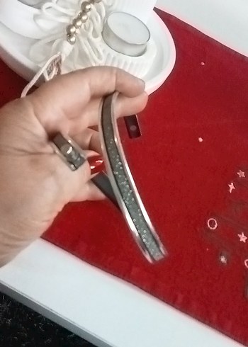 Gri Parlak Kadın Sarmal Bileklik - Görsel 4