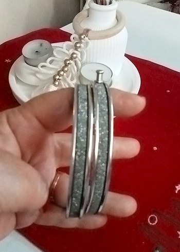 Gri Parlak Kadın Sarmal Bileklik - Görsel 2