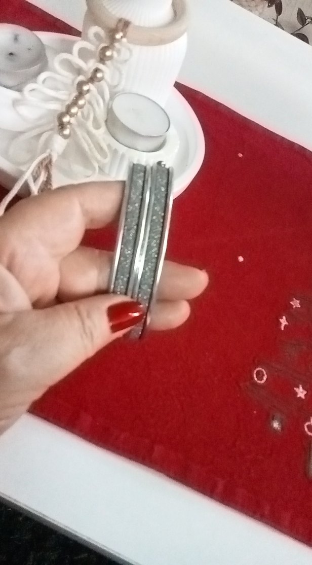 Gri Parlak Kadın Sarmal Bileklik - Görsel 3