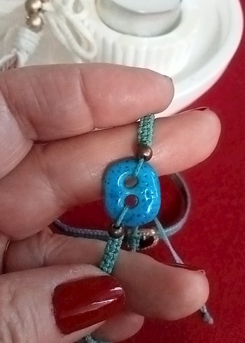 2 bileklik, tek fiyat Bohem mavi  Boncuklu Bileklik - Görsel 3