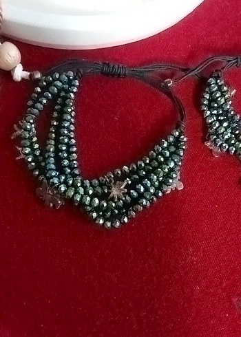 Yeşil Kristal Taşlı Bohem Bileklik - Görsel 2