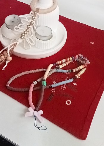 Renkli Boncuklu Telefon Askısı - Görsel 2