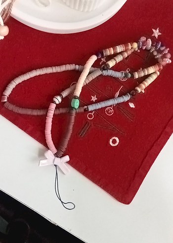Renkli Boncuklu Telefon Askısı - Görsel 3