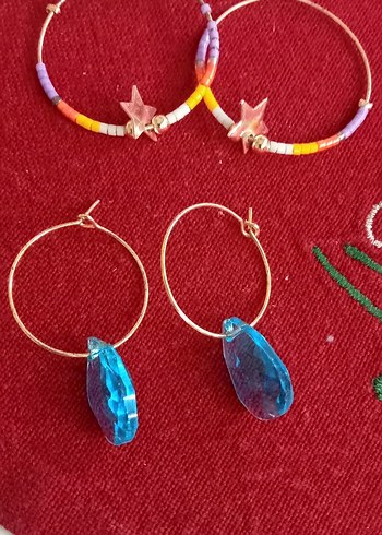 Renkli Boncuklu Bohem Halka Küpeler - Görsel 2