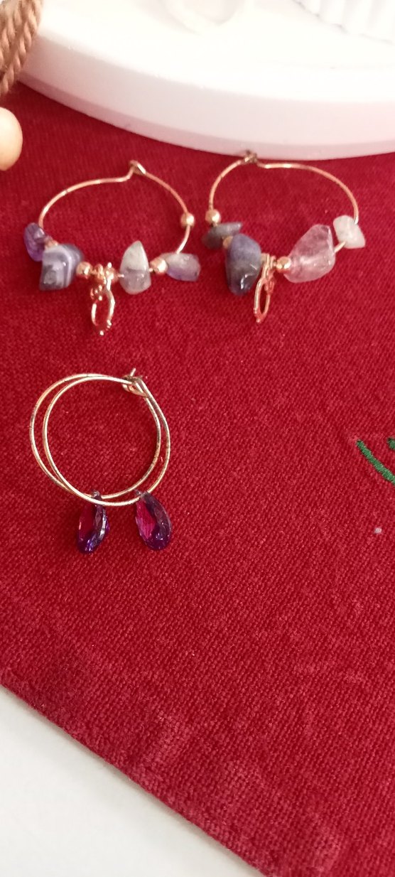 Mor Boncuklu halka Bohem Küpe - Görsel 2