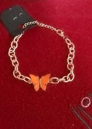 Turuncu Zincirli Kelebek Bileklik - Görsel 2