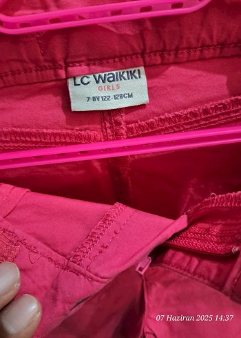 4 Yaş Beden Düğmeli Pembe Kız Çocuk Rahat Pantolon