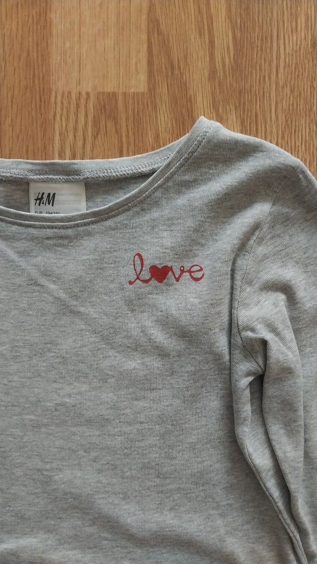 Gri Uzun Kollu Kız Çocuk Tişörtü - Görsel 2