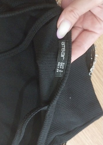 Siyah Parlak Taşlı Mini Büstiyer - Görsel 4