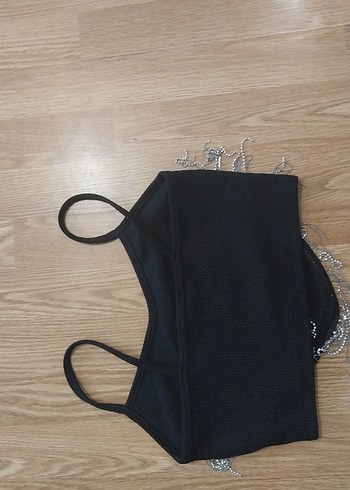 Siyah Parlak Taşlı Mini Büstiyer - Görsel 3