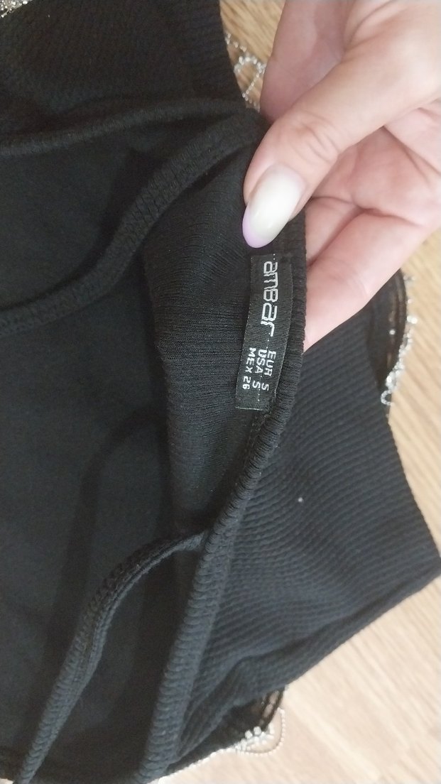 Siyah Parlak Taşlı Mini Büstiyer - Görsel 4