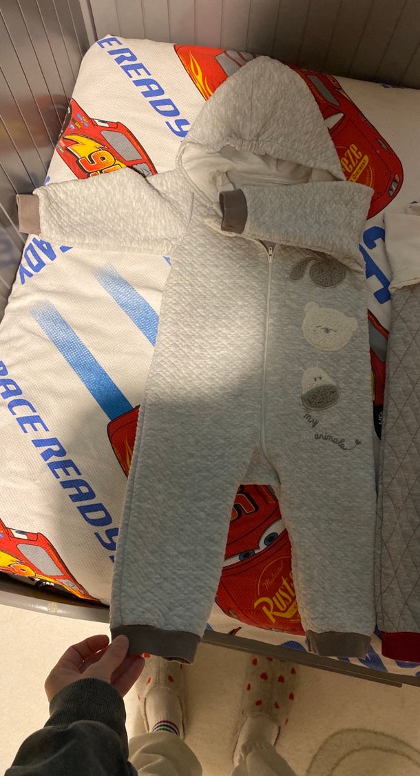 Gri Erkek Bebek Kapüşonlu Tulum - Görsel 2